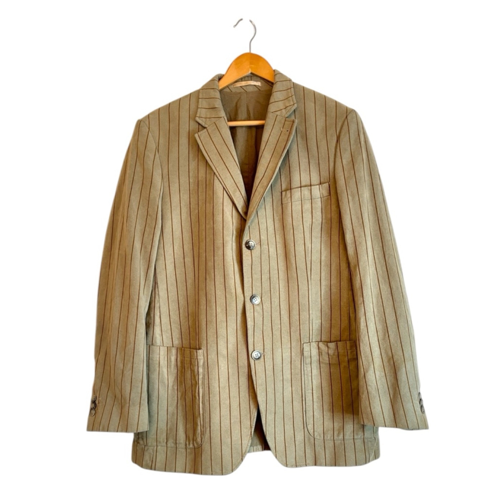 Lacoste Vintage Beige Striped Blazer Sport Coat Men Size 54